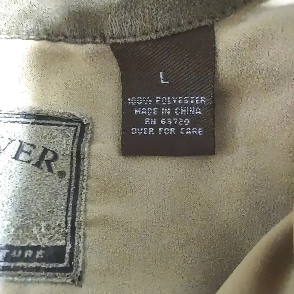 North River Faux Suede Shirt Men's Large Button Up Pockets Collared Long Sleeve.